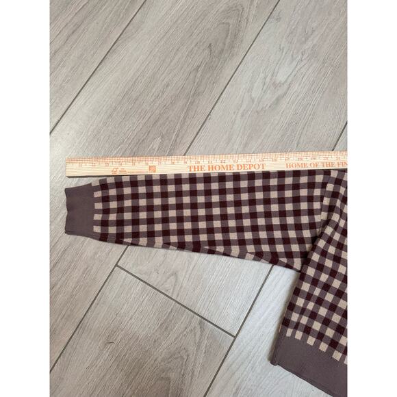 LA Hearts by PacSun Women’s Brown and Cream checkered cropped cardigan - Picture 5 of 6